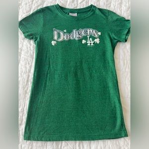 Los Angeles Dodgers St. Patrick's Day Green T-shirt, Size Small, Athletic.